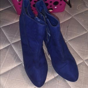 Blue bootie high heels